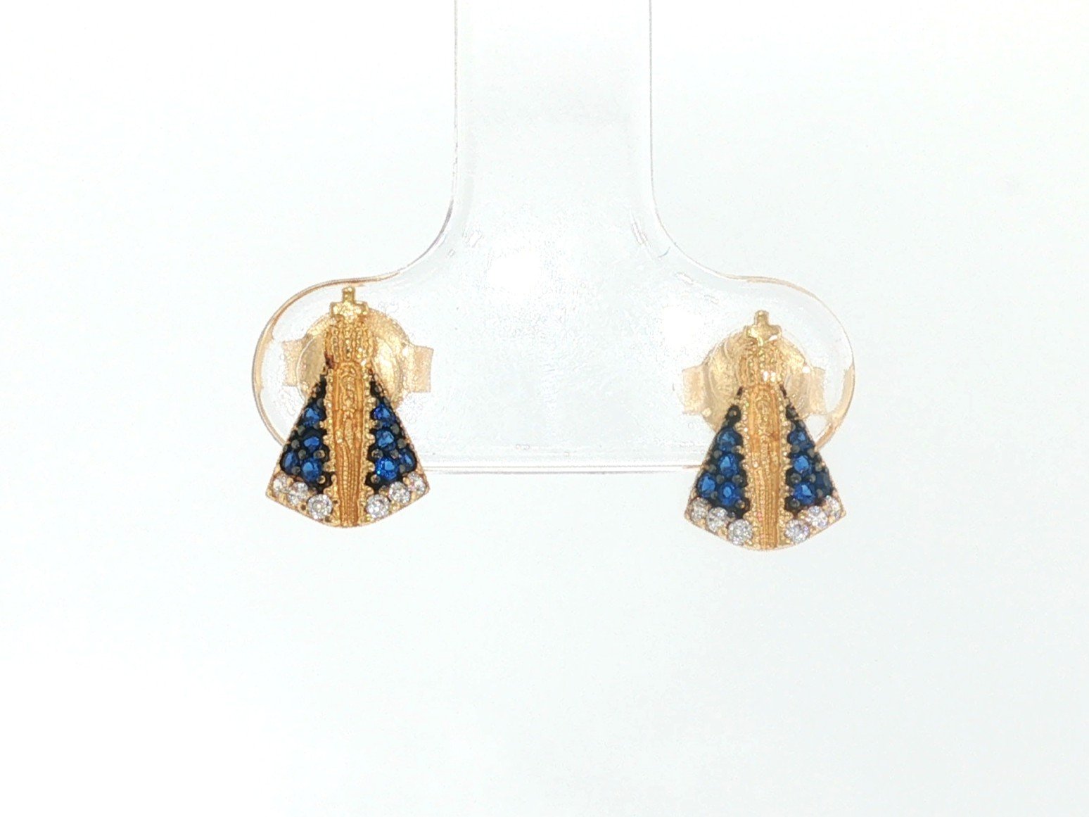 Earrings in Yellow Gold 18k with Cubic Zirconia and Cubic Zirconia — Earrings — Yellow Gold 18k