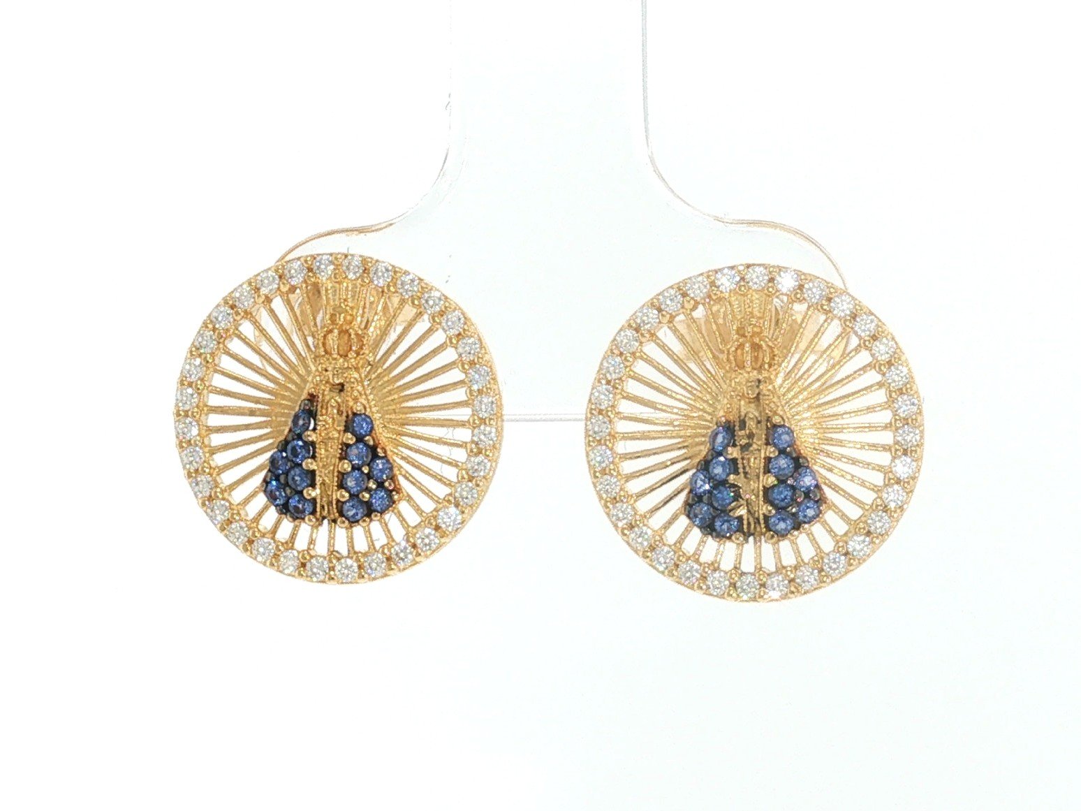 Earrings in Yellow Gold 18k with Cubic Zirconia — Earrings — Yellow Gold 18k