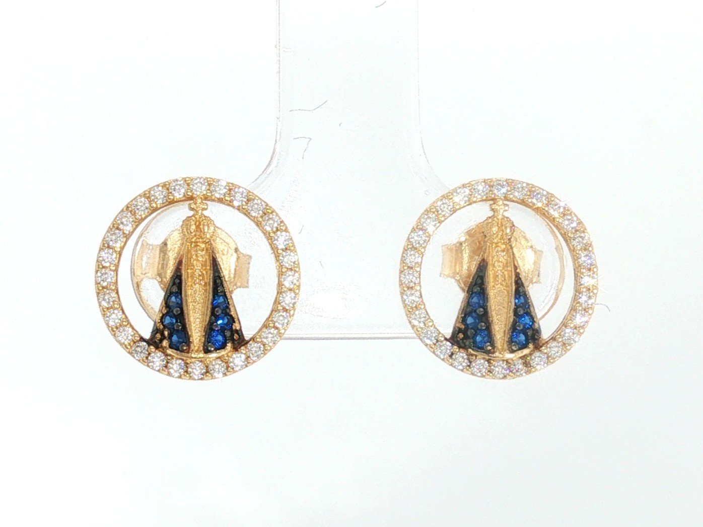 Earrings in Yellow Gold 18k with Cubic Zirconia — Earrings — Yellow Gold 18k
