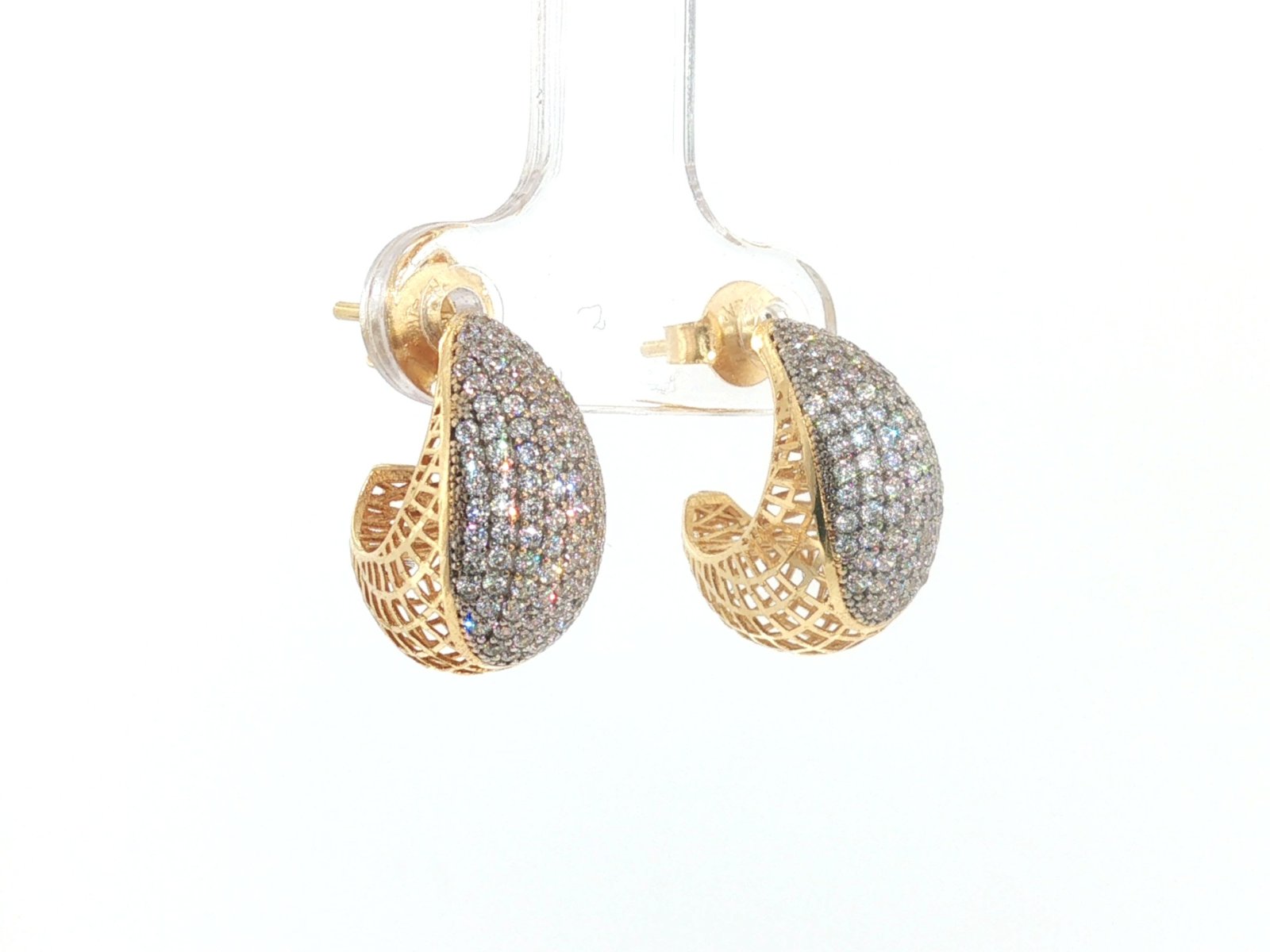 Earrings in Yellow Gold 18k with Cubic Zirconia — Earrings — Yellow Gold 18k