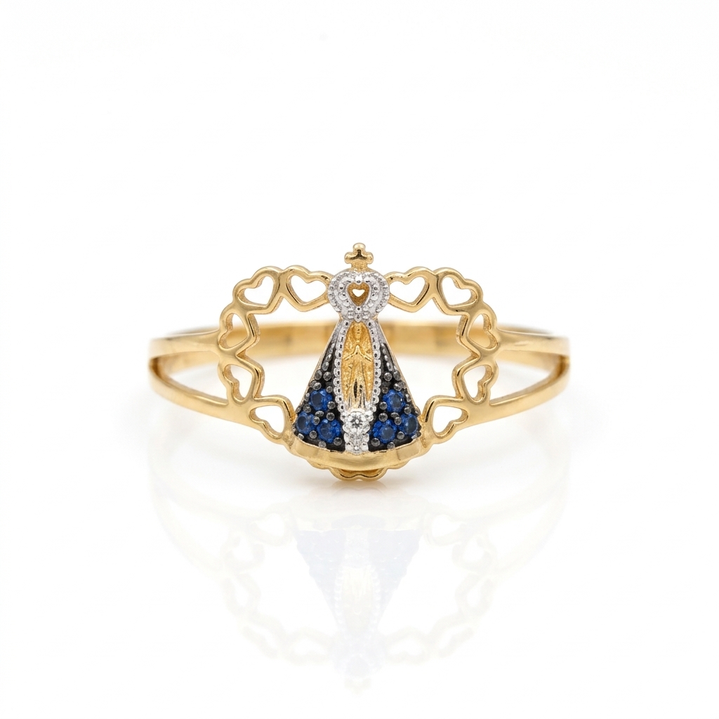 Anel em Ouro amarelo 18k com Zircônia — Anéis — Ouro amarelo 18k
