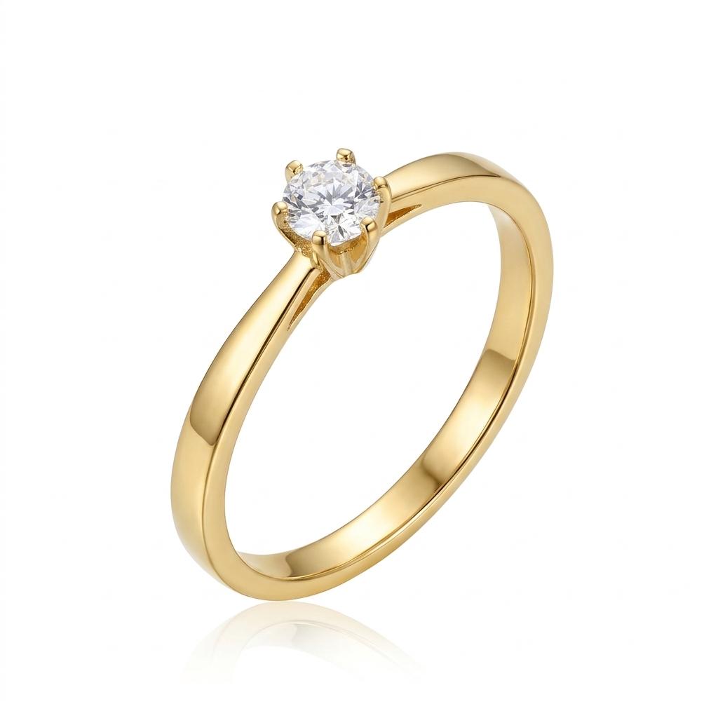 Anel em Ouro amarelo 18k com Moissanite — Anéis — Ouro amarelo 18k