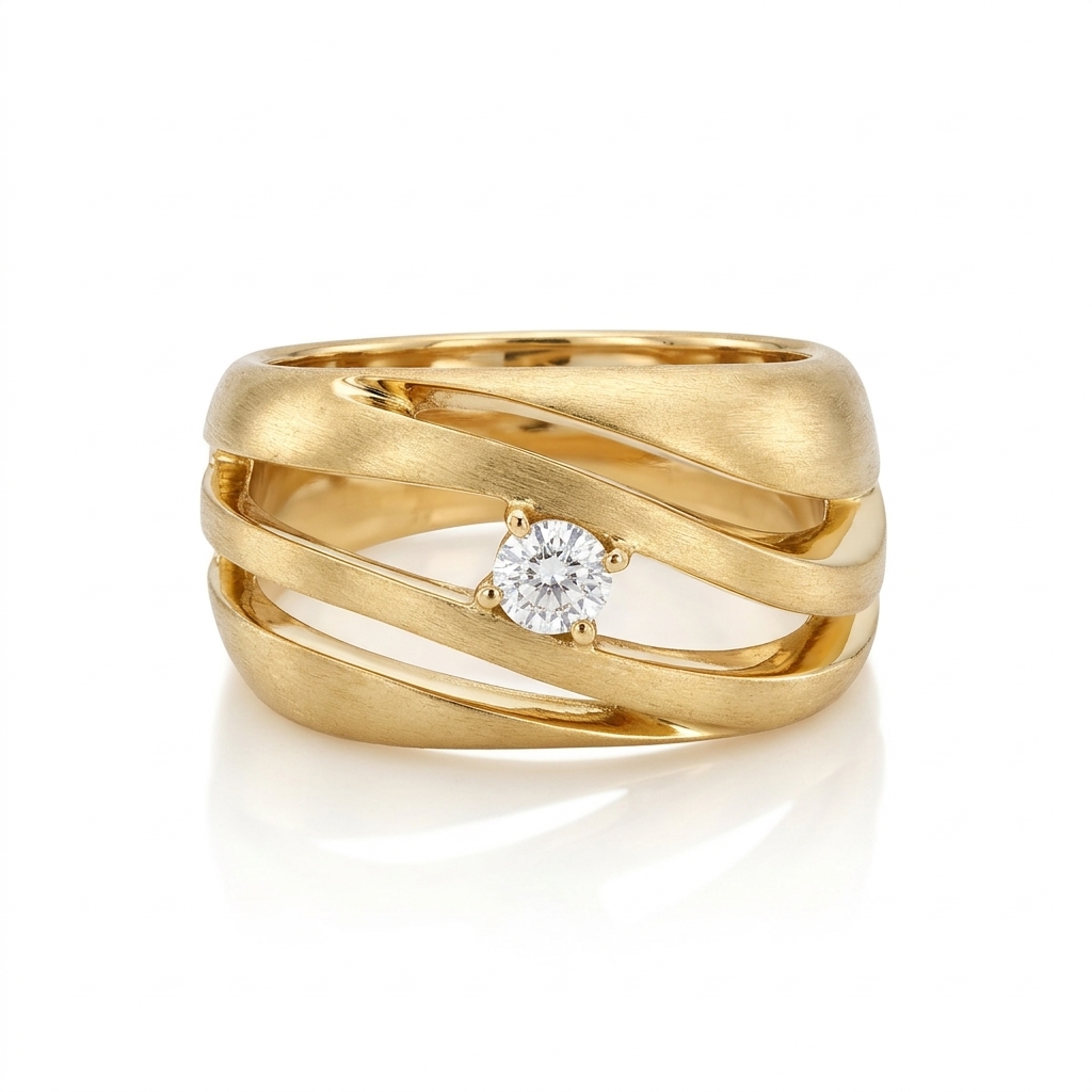 Ring in Yellow Gold 18k with Diamond — Rings — Yellow Gold 18k