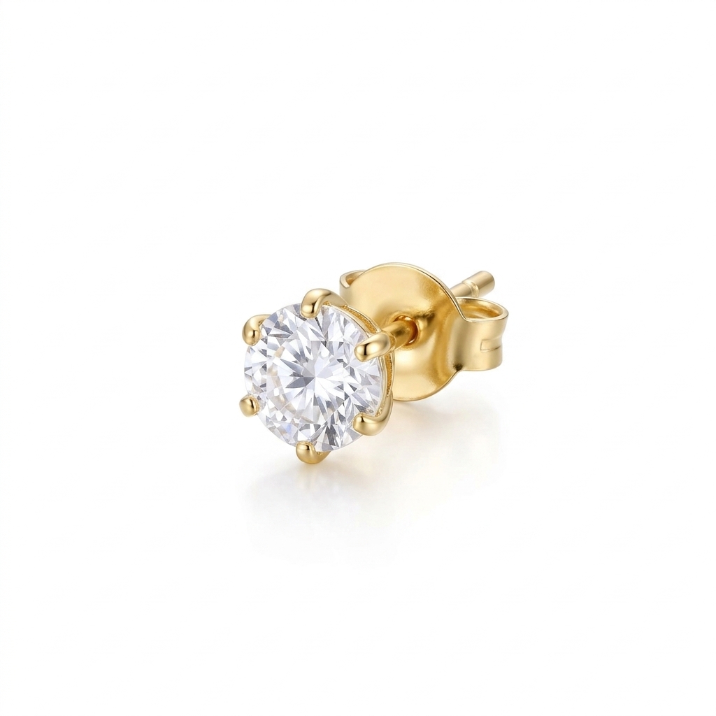 Earrings in Yellow Gold 18k with Cubic Zirconia — Earrings — Yellow Gold 18k