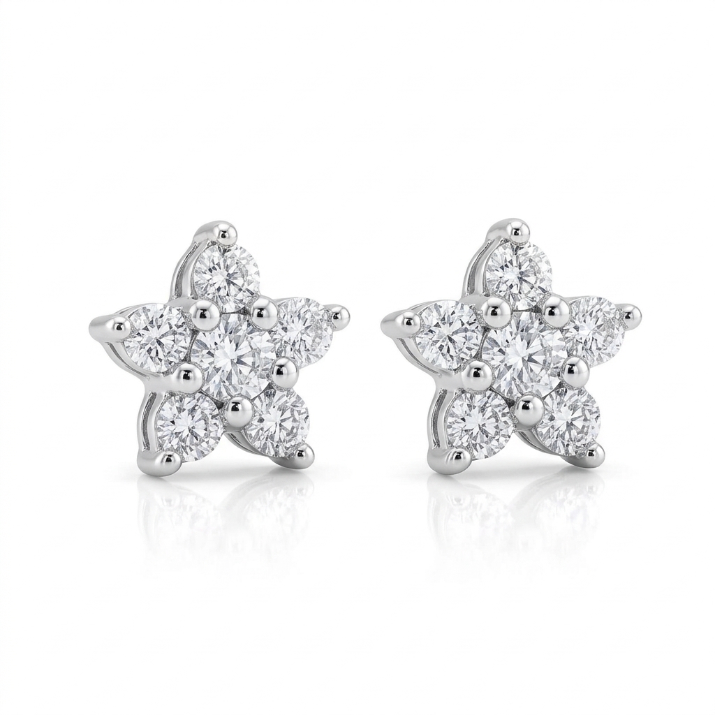 Aretes en Oro blanco 18k con Diamante — Aretes — Oro blanco 18k