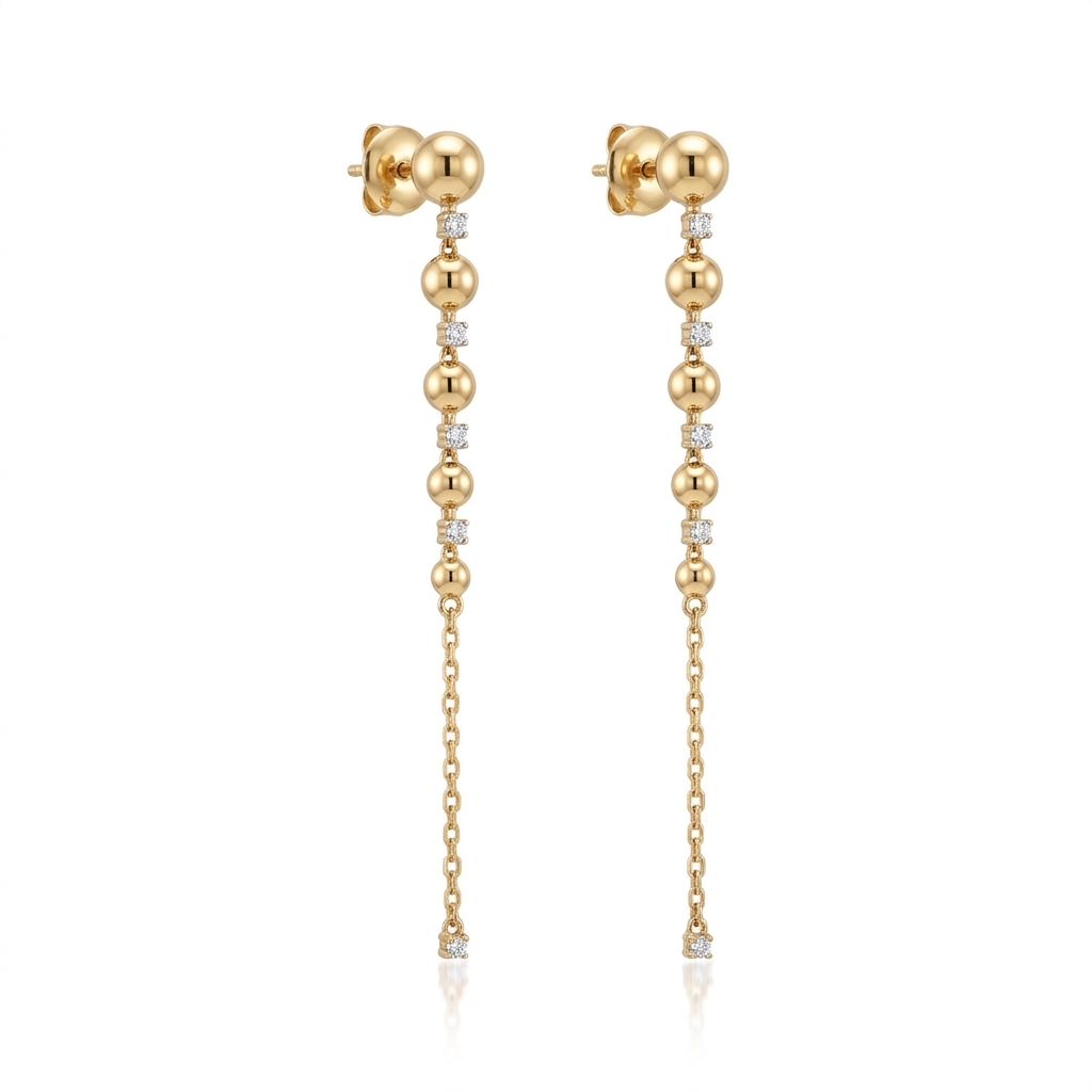 Brincos em Ouro amarelo 18k com Diamante — Brincos — Ouro amarelo 18k