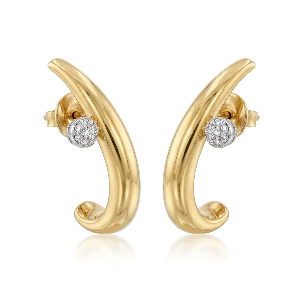 Earrings in Yellow Gold 18k with Diamond — Earrings — Yellow Gold 18k