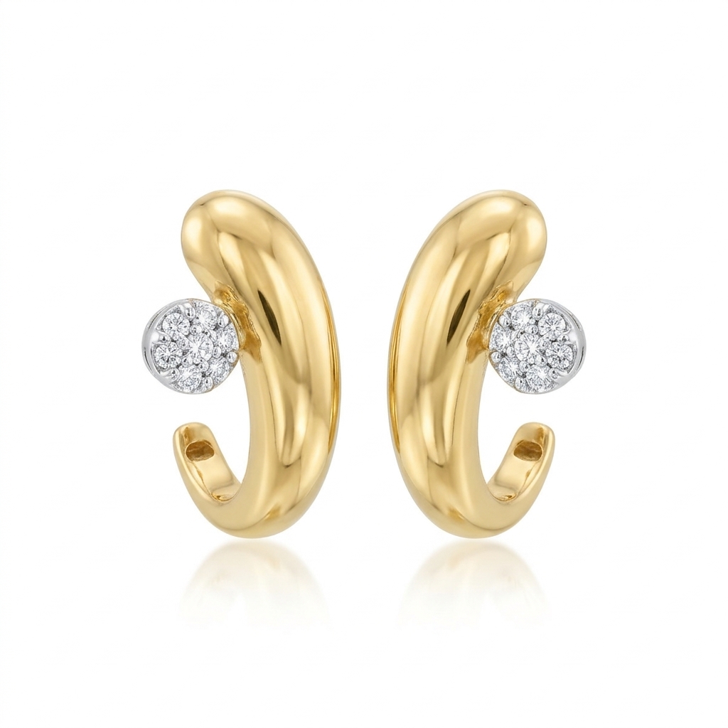 Brincos em Ouro amarelo 18k com Diamante — Brincos — Ouro amarelo 18k