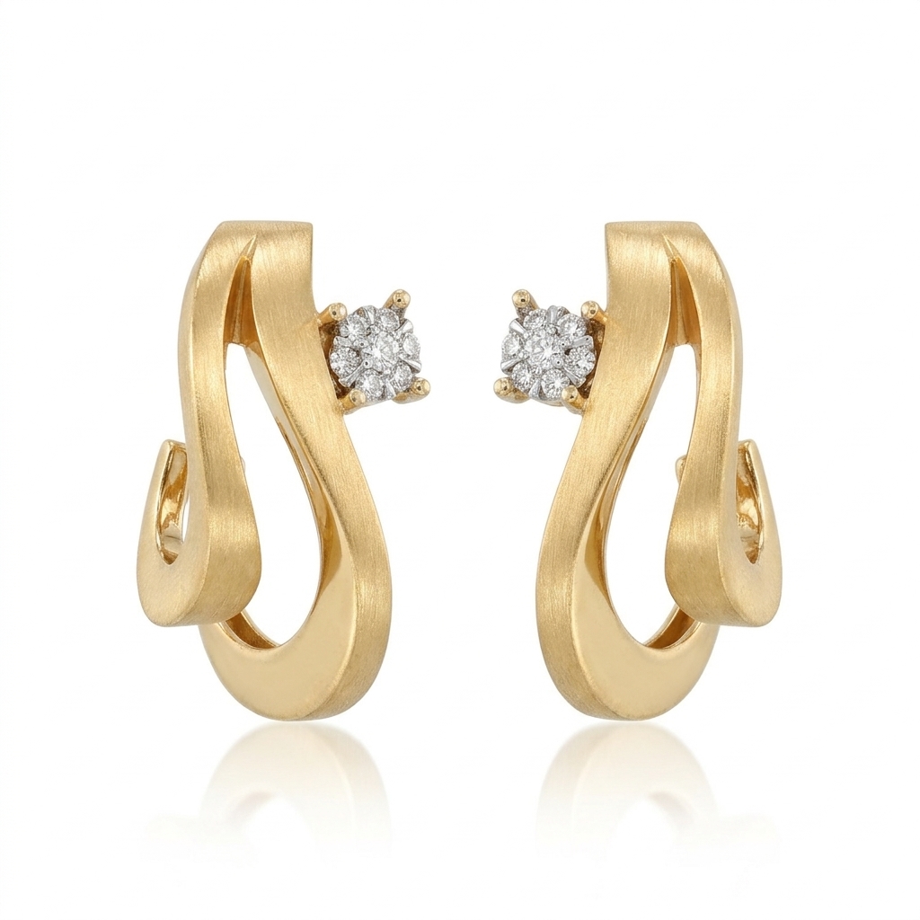 Earrings in Yellow Gold 18k with Diamond — Earrings — Yellow Gold 18k