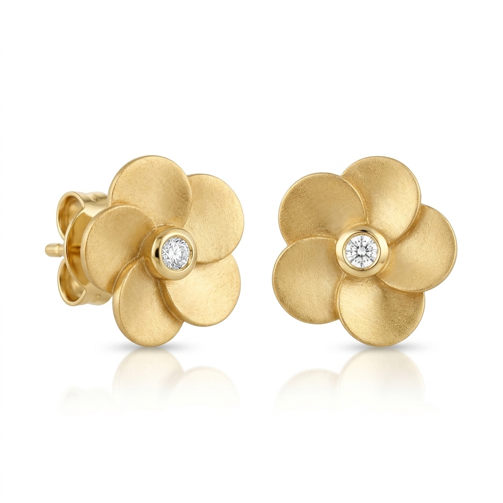 Aretes en Oro amarillo 18k con Diamante — Aretes — Oro amarillo 18k