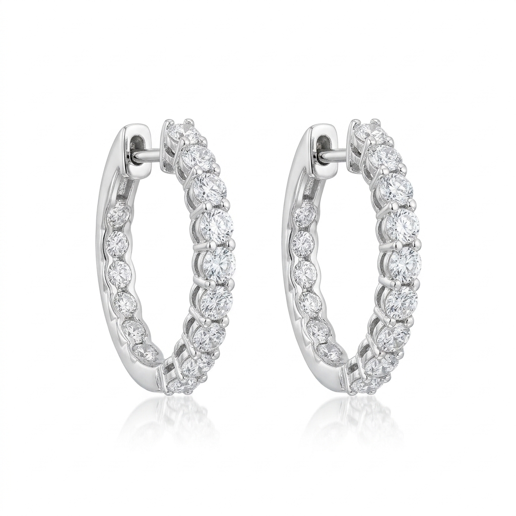 Earrings in White Gold 18k with Diamond — Earrings — White Gold 18k