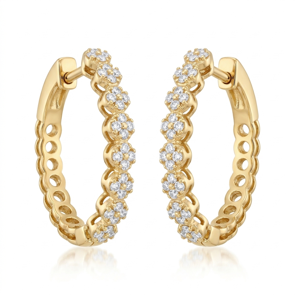 Aretes en Oro amarillo 18k con Diamante — Aretes — Oro amarillo 18k