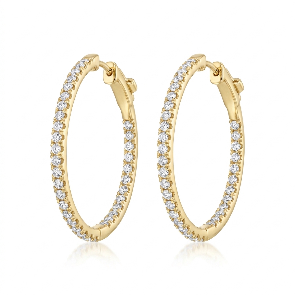 Earrings in Yellow Gold 18k with Diamond — Earrings — Yellow Gold 18k