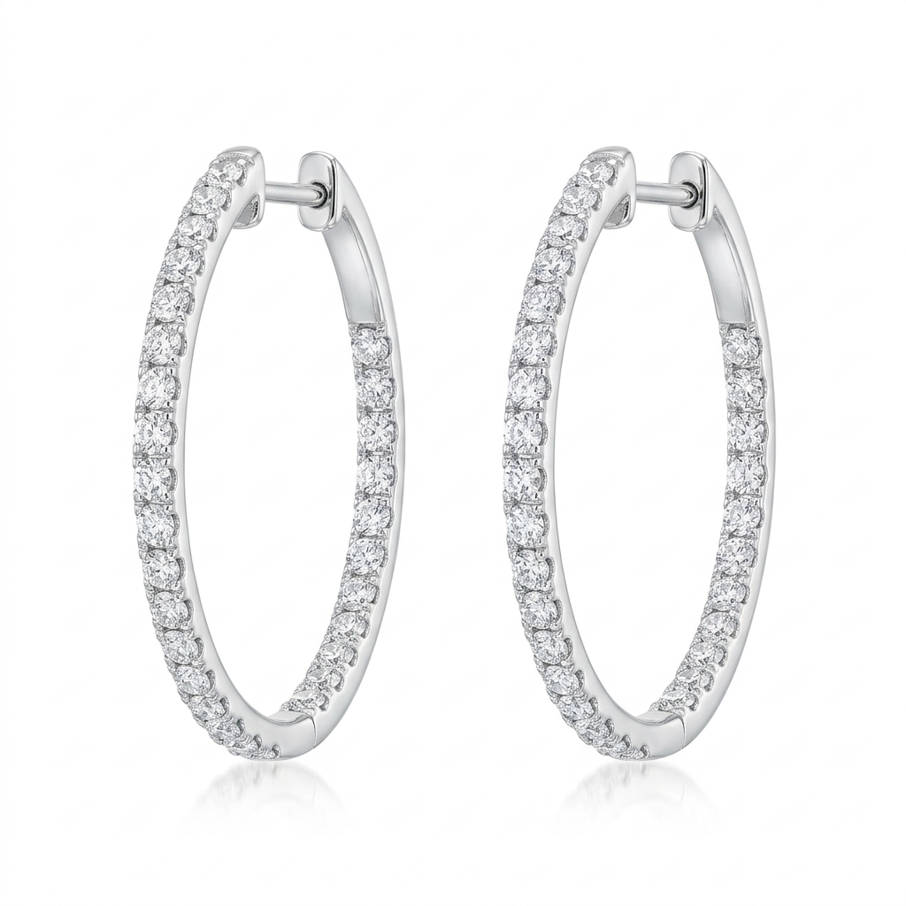 Earrings in White Gold 18k with Diamond — Earrings — White Gold 18k