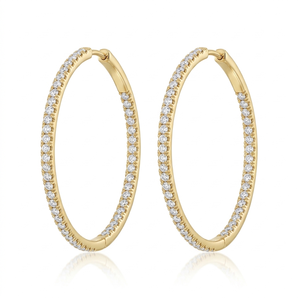 Earrings in Yellow Gold 18k with Diamond — Earrings — Yellow Gold 18k