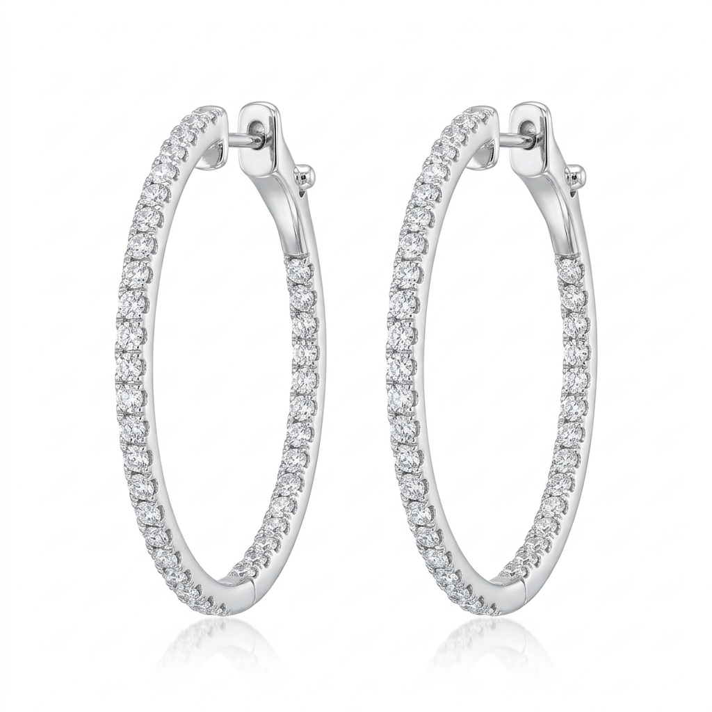 Earrings in White Gold 18k with Diamond — Earrings — White Gold 18k