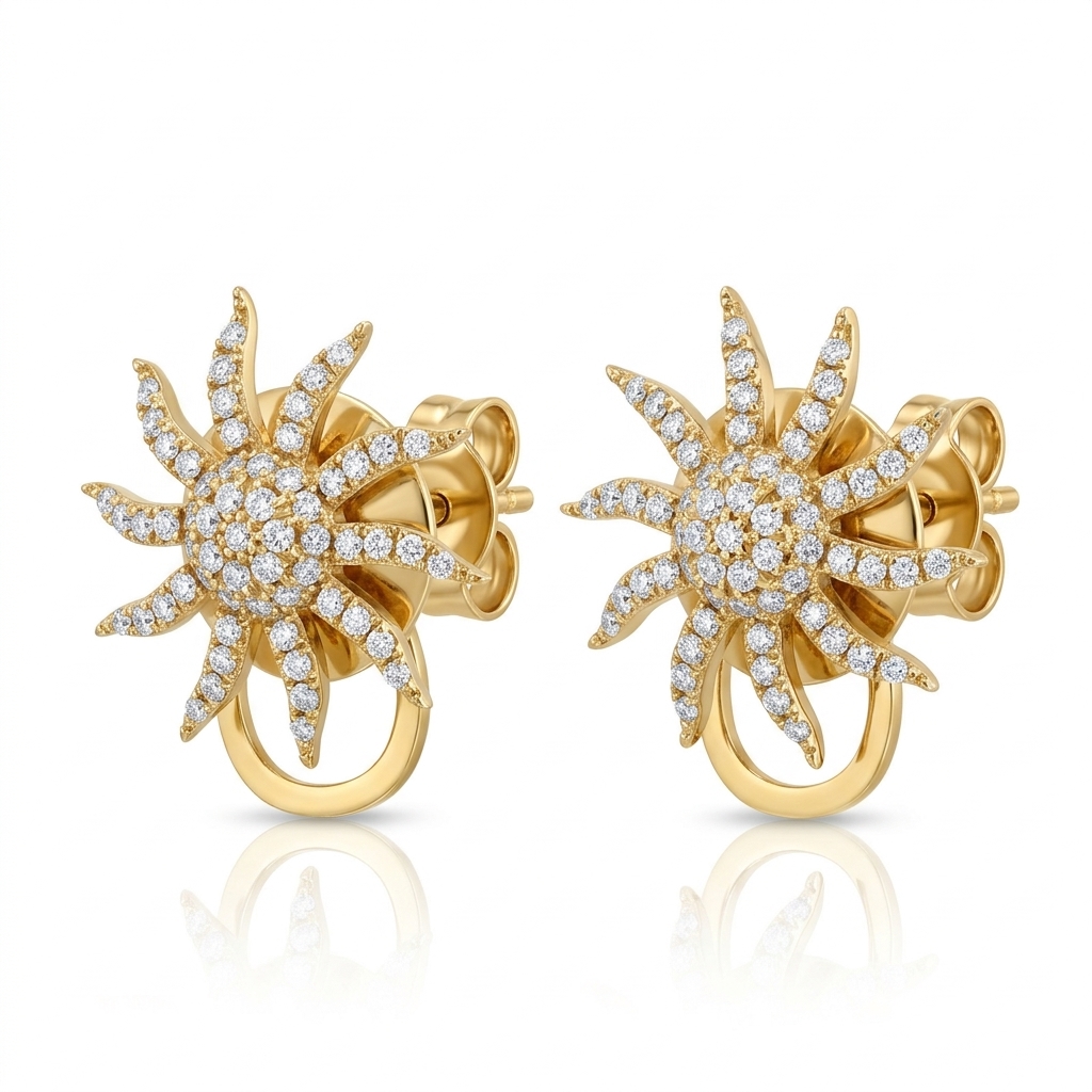 Earrings in Yellow Gold 18k with Diamond — Earrings — Yellow Gold 18k