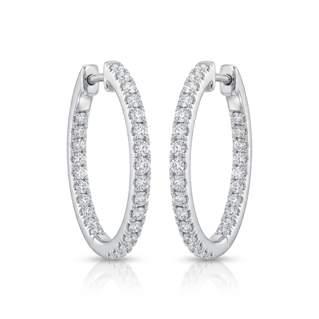Aretes en Oro blanco 18k con Diamante — Aretes — Oro blanco 18k