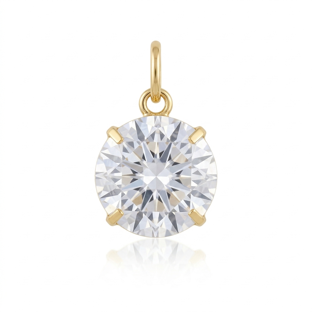 Pendant in Yellow Gold 18k with Cubic Zirconia — Pendants — Yellow Gold 18k