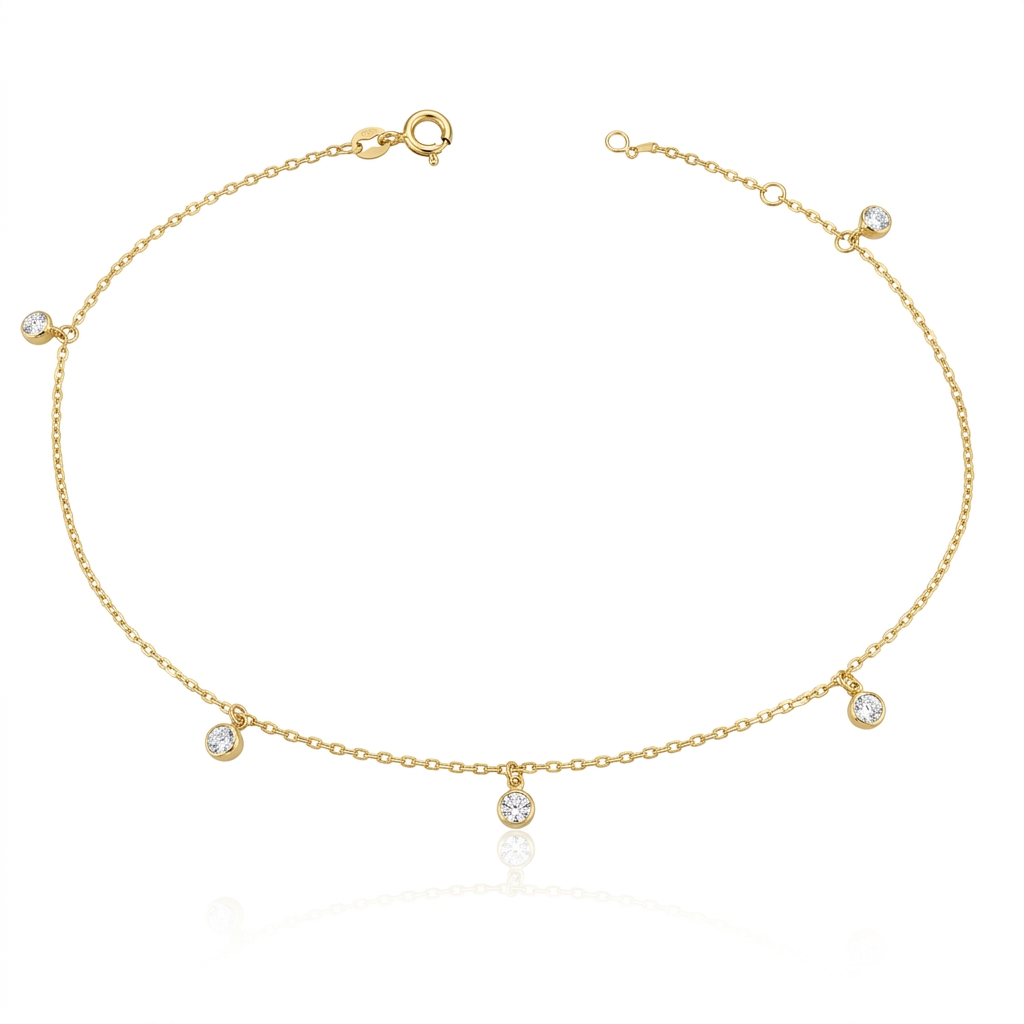 Anklet in Yellow Gold 18k with Cubic Zirconia — Anklets — Yellow Gold 18k